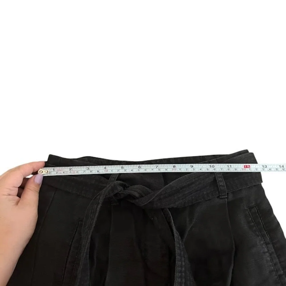 Aritzia Wilfred Black Linen Blend Allant Tie Front Wide Leg Ankle Pant Womens 00